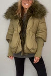 Women's fashionable large fur collar short coat