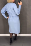 Women's Round-neck Solid Color Long-sleeved Dress