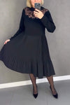 Women's Casual Round Neck Pleated Dress