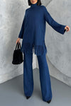 Women's Casual Round Neck Solid Color Two Piece Suit