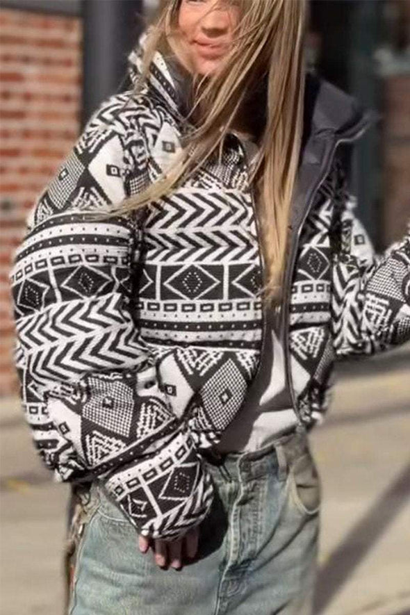 Woman Wear Ethnic Print Coats On Both Sides