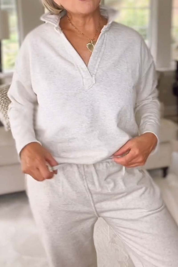 Women's casual sports V-neck long-sleeved sweatshirt suit