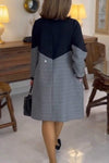 Women's Round-neck Long-sleeved Contrasting Dress