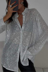 Women's Fashion Holiday Party Loose Sequin Shirt