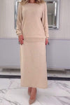 Women's Round Neck Long Sleeve Skirt Suit