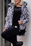 Women's fashionable irregular hem animal print short cotton coat