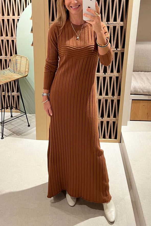 Women's Casual Solid Color Pit Stripe Maxi Dress