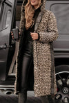 Women's Hooded Side Slit Leopard Print Reversible Long Cotton Coat