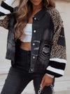 Women's Lapel Patchwork Leopard Print Jacket