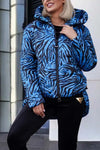 Women's fashionable irregular hem animal print short cotton coat