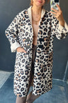 Women's Lapel Leopard Print Casual Long Cardigan