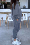 Women's Hooded Long-sleeved Drawstring Sweatshirt Two-piece Set