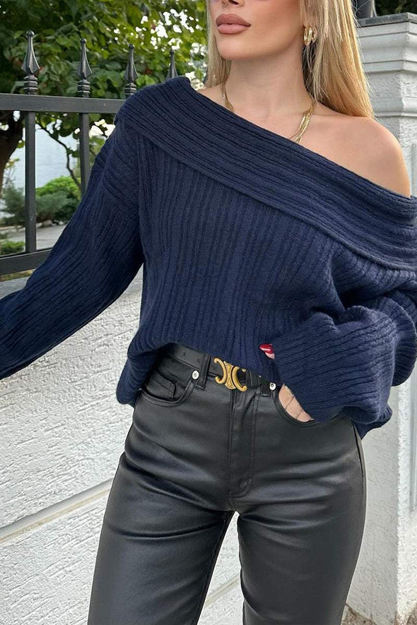 Women's Casual Solid Color Slouchy Sweater