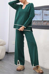 Women's U-neck long-sleeved knitted sweater suit