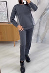 Women's casual striped patchwork sweatshirt suit