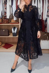 Ladies Casual Elegant Lace Open Button Dress