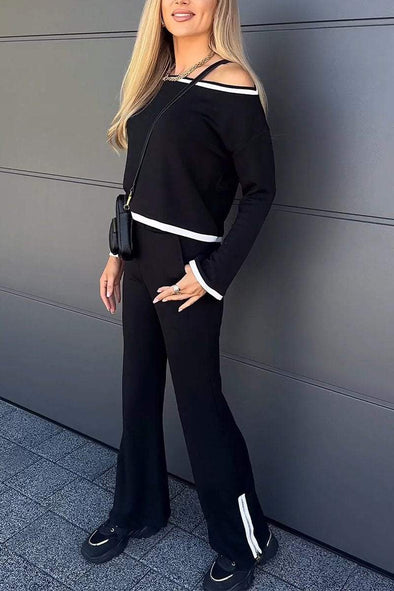 Women's Casual Off-shoulder Long-sleeved Two-piece Suit