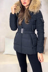 Women's Casual Zipper Fur Collar Short Cotton Coat