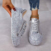 Women's Sequined Flat Round Toe Low-top Sneakers