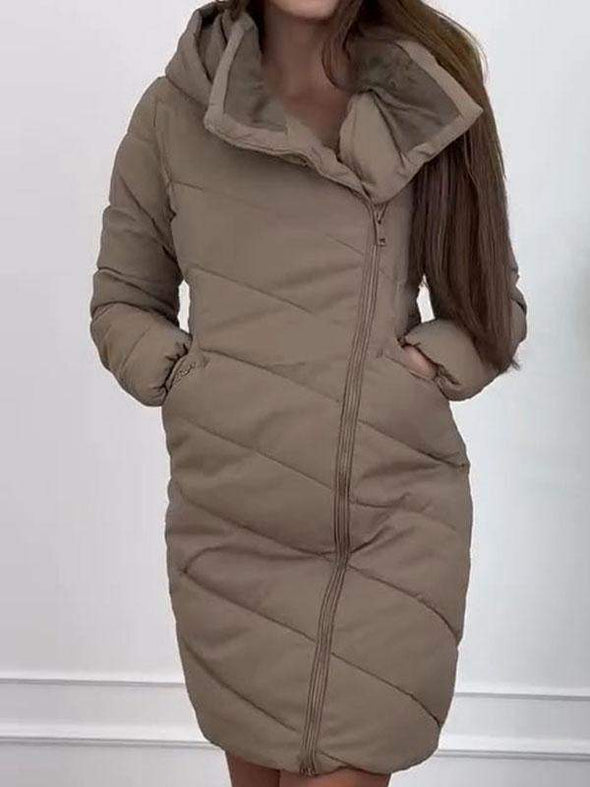 Women's Turtleneck Long Sleeve Hooded Long Coat