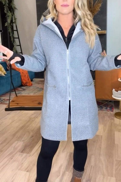 Women's Casual Hooded Mid-length Coat