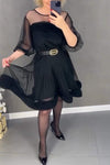 Women's Casual Round-neck Mesh Patchwork Dress