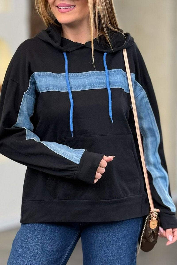 Women's Casual Patchwork Hooded Sweatshirt