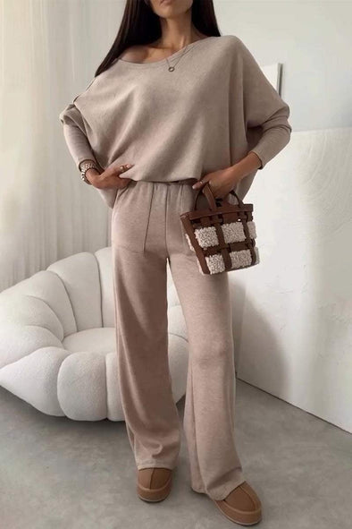 Women's Off-shoulder Long-sleeved Sweatshirt Two-piece Set