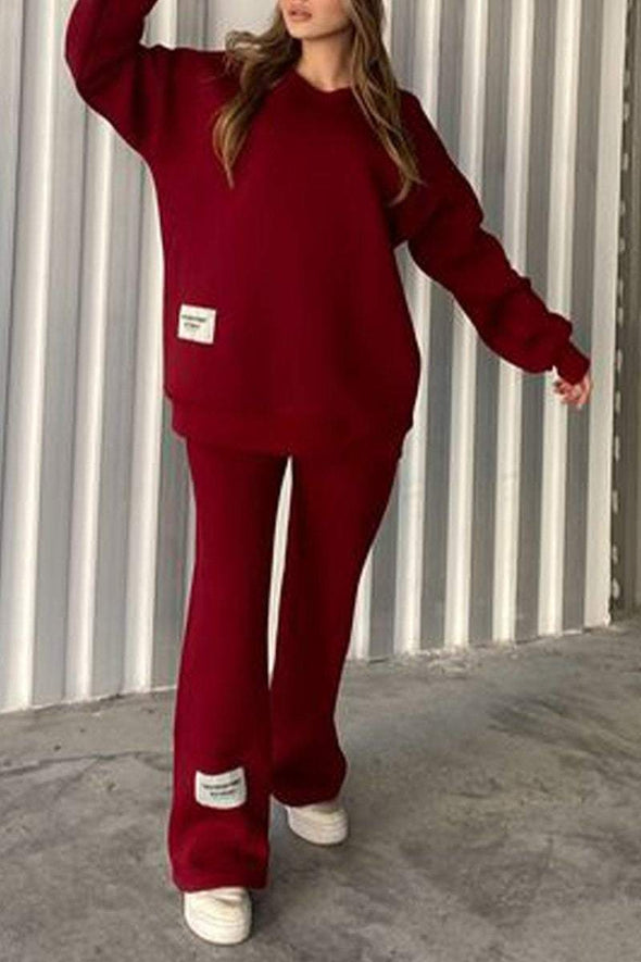 Women's Round Neck Casual Sweatshirt Suit