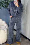 Women's Casual Zipper Cardigan Two Piece Set