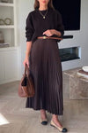 Women's Round Neck Long Sleeve Sweatshirt and Skirt Two-piece Set