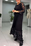 Women's Casual Petal Net Sleeve Hem Dress