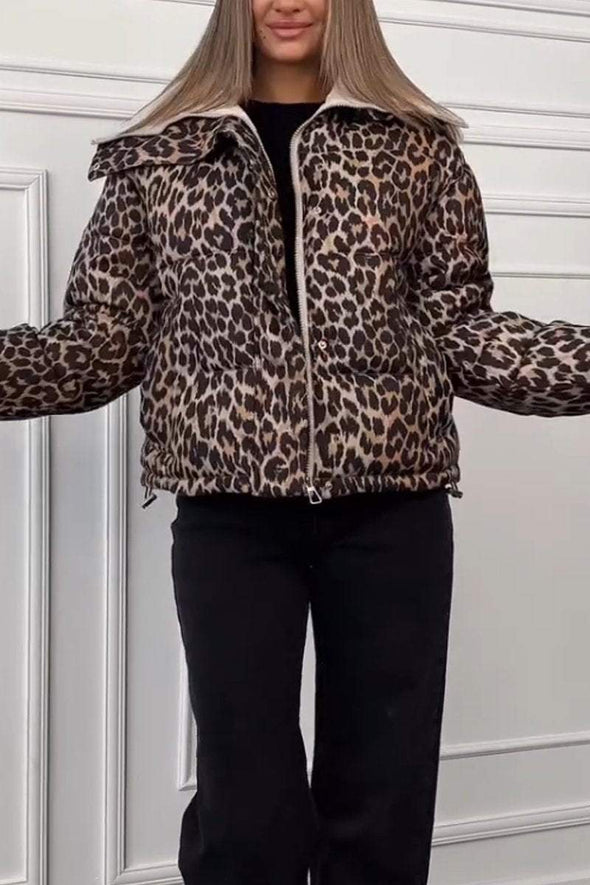 Woman  Retro Leopard Print Warm Thick Coat