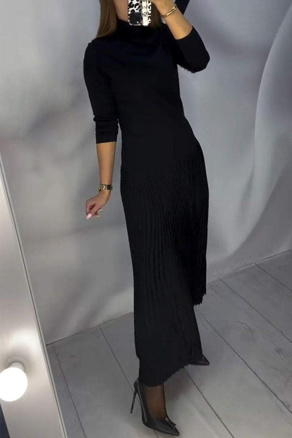 Women's Solid Color Turtleneck Dress