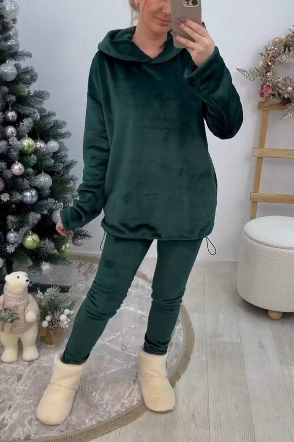 Women's Casual Hooded Solid Color Two-piece Home Clothes