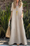 Women's Casual Solid Color Cotton Linen Dress