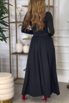 Women's Round Neck Solid Color Waist Dress