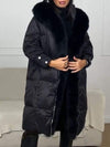 Women's Solid Color Fur Collar Hooded Cotton Coat