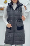 Women's hooded long down vest jacket