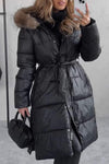 Women's Hooded Fur Collar Long Coat