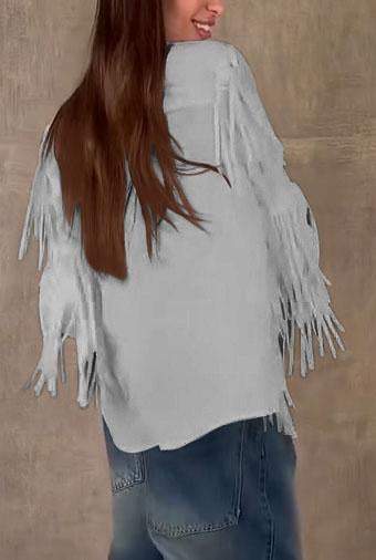 women's casual fringed shirt