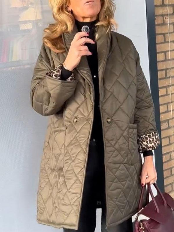 Women's Lapel Leopard Print Cotton Coat