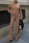 Women's comfortable high collar slimming knitted suit