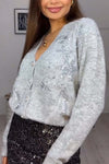 Women's V Neck Solid Sequin Cardigan