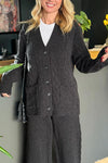 Women's casual texture v-neck knitted jacket suit