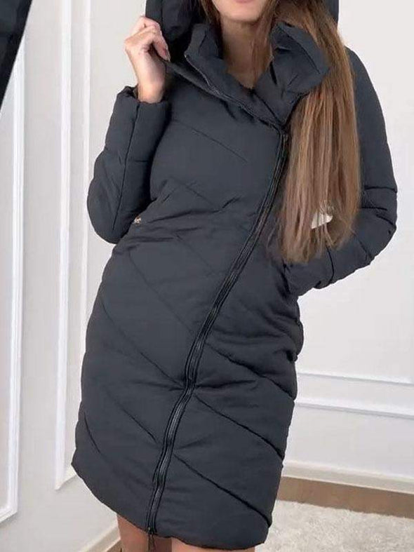 Women's Turtleneck Long Sleeve Hooded Long Coat