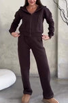 Women's Casual Solid Color Pocket Cardigan Two Piece Set