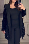 Women's Fashion Hooded Sequined Reversible Jacket