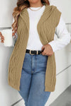 Women's casual sleeveless hooded knitted cardigan