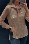 Women's Lapel Single-breasted Sequined Shirt